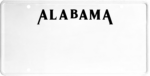 USA license plate Alabama 2 back text