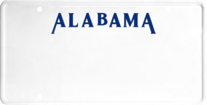 USA license plate Alabama1 blue text
