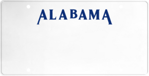 USA license plate Alabama2 blue text