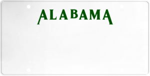 USA license plate Alabama2 green text