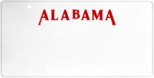 USA license plate Alabama2 red text