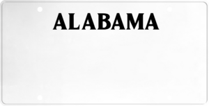 USA license plate Alabama black text