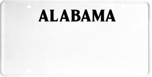 USA license plate Alabama black text