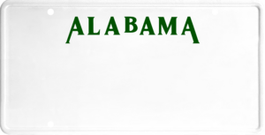 USA license plate Alabama1 green text