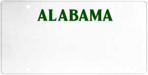 USA license plate Alabama green text