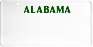 USA license plate Alabama green text