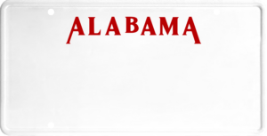 USA license plate Alabama1 red text