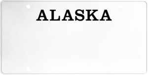 USA license plate Alaska black text