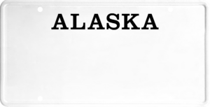 USA license plate Alaska black text