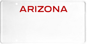USA license plate Arizona red text