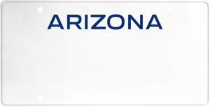 USA license plate Arizona blue text