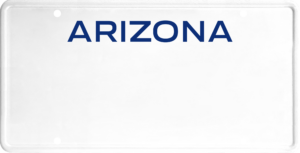 USA license plate Arizona blue text