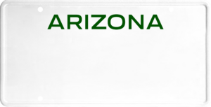 USA license plate Arizona green text