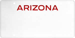 USA license plate Arizona red text