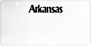 USA license plate Arkansas black text