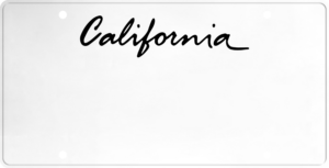 USA license plate California black text