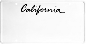 USA license plate California black text