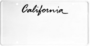 USA license plate California black text