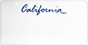 USA license plate California blue text