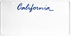 USA license plate California blue text