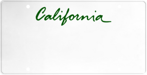 USA license plate California green text