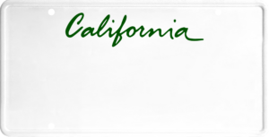 USA license plate California green text