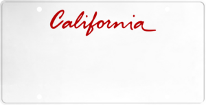 USA license plate California red text