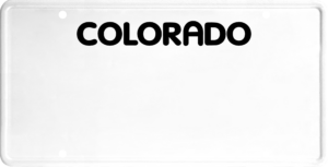 USA license plate Colorado black text