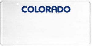 USA license plate Colorado blue text