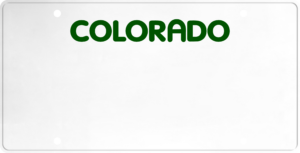 USA license plate Colorado green text