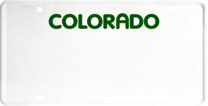 USA license plate Colorado green text