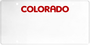 USA license plate Colorado red text