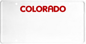 USA license plate Colorado red text