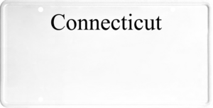USA license plate Connecticut black text