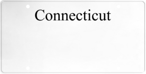 USA license plate Connecticut black text