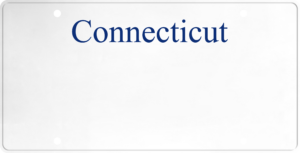 USA license plate Connecticut blue text