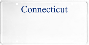 USA license plate Connecticut blue text