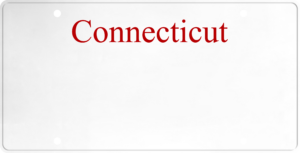 USA license plate Connecticut red text