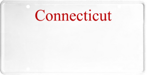 USA license plate Connecticut red text