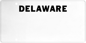 USA license plate Delaware black text