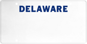 USA license plate Delaware blue text