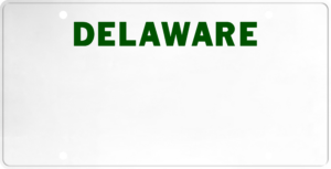 USA license plate Delaware green text