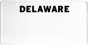 USA license plate Delaware black text