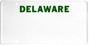USA license plate Delaware green text