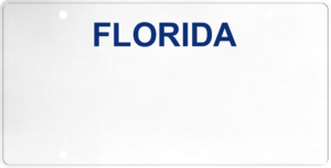 USA license plate Florida blue text