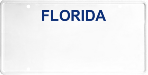 USA license plate Florida blue text