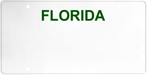 USA license plate Florida green text