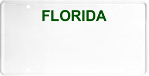 USA license plate Florida green text