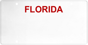 USA license plate Florida red text