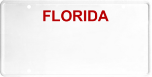 USA license plate Florida red text